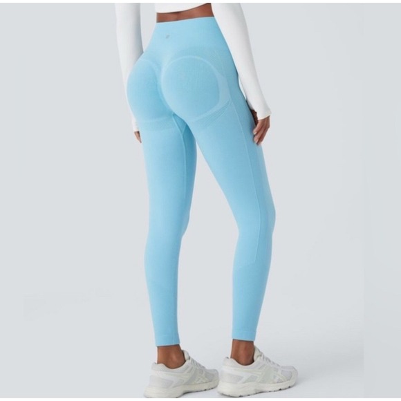 NEW High‎ Waisted Butt Lifting Leggings Medium Light Blue 7/8 Length - Picture 3 of 10
